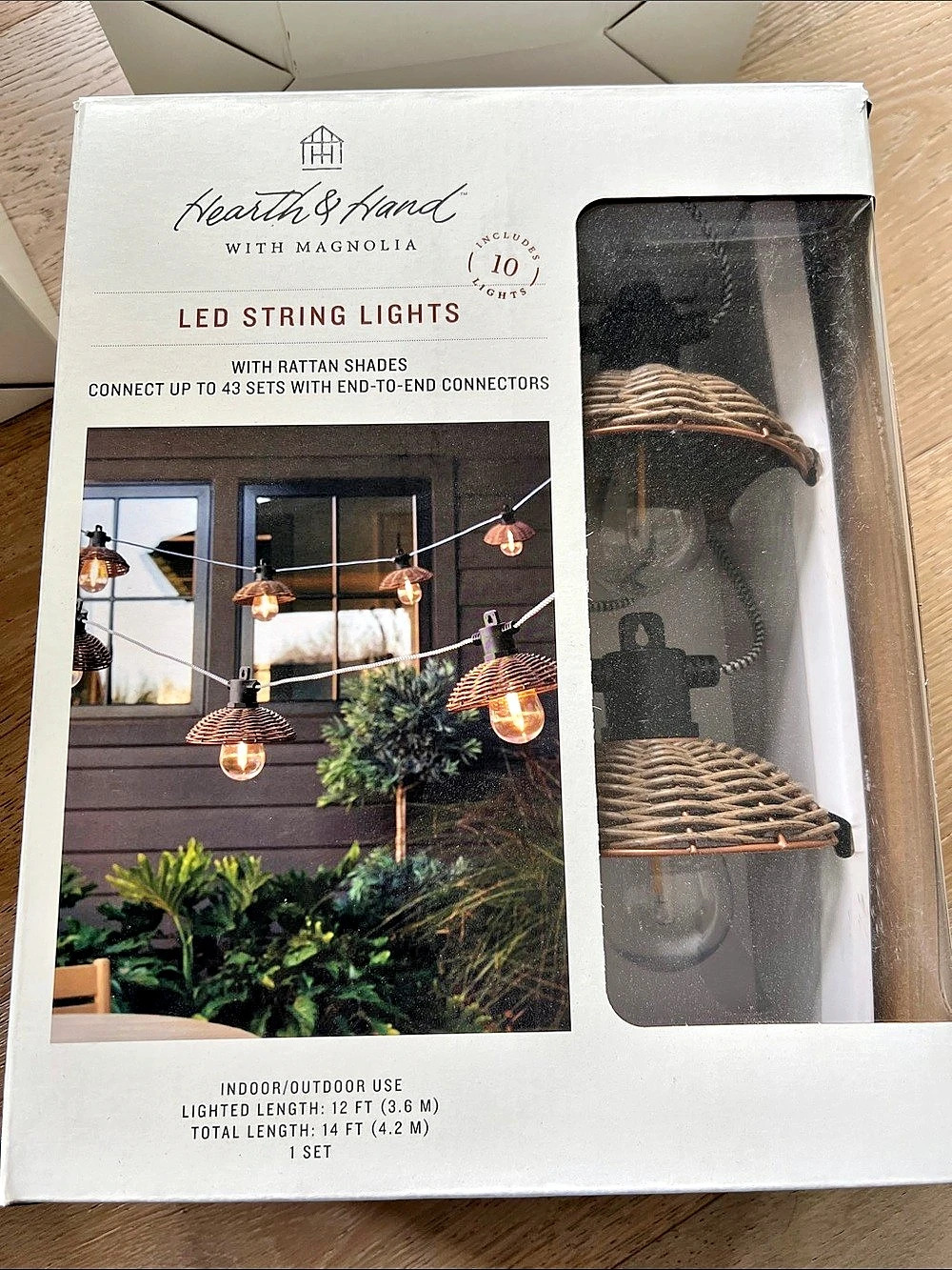 Hearth & Hand with Magnolia LED String Lights Rattan Shade NWT